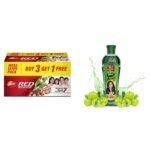 Dabur Red Paste - India's No.1 Ayurvedic Paste, Provides Protection Plaque Removal, Toothache, Yellow Teeth, Bad Breath- 600g (150gm*4) & Dabur Amla Hair Oil - for Strong, Long and Thick Hair 275ml - Fast Shipping to USA & Canada