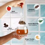 Tea Treasure Organic Apple Spice Fruit Tea - 25 Pyramid Tea Bags - Blend of Assam Black Tea, Naturally Dried Apple, Adrak, Long & Cinnamon | Premix Spice Tea | Apple Tea | 1 Teabox - Fast Shipping to USA & Canada - Image 3