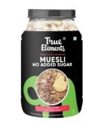 True Elements Muesli No Added Sugar 1 Kg | Sugar Free Cereal | Diet Food | Healthy and Quick Breakfast | No Malt Extract, No Malitol, No Sweetners or Flavourings | Oats, Wheat Flakes & Jowar | Crunchy Almonds, Seeds & Freeze dried fruits | 15g Clean Protein - Fast Shipping to USA & Canada