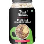 True Elements Muesli No Added Sugar 1 Kg | Sugar Free Cereal | Diet Food | Healthy and Quick Breakfast | No Malt Extract, No Malitol, No Sweetners or Flavourings | Oats, Wheat Flakes & Jowar | Crunchy Almonds, Seeds & Freeze dried fruits | 15g Clean Protein - Fast Shipping to USA & Canada