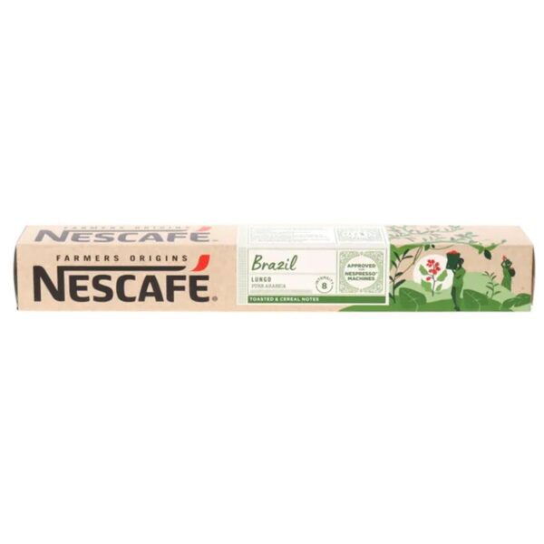Nescafe Farmers Origins Coffee Capsules|Brazil Lungo|Pure Arabica With Toasted & Cereal Notes-10 Pods Per Pack,70 Grams - Fast Shipping to USA & Canada