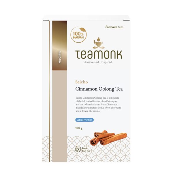 Teamonk Seicho High Mountain Cinnamon Oolong Tea Leaves (Makes 50 Cup) - 100gm Bag. Slimming Tea for Weight Loss. Boosts Metabolism. Works as Sugar Free Detox Tea.