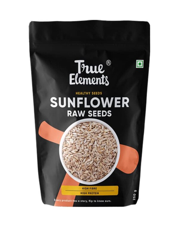 True Elements Sunflower Seeds 250g - Raw Seeds for Eating | Healthy Snacks | High in Vitamin, Fibre & Protein Seeds | Non - GMO Seeds | Diet Food | Gluten free | Premium Raw Sunflower Seeds - Fast Shipping to USA & Canada
