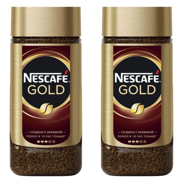 Nescafe Gold, 2 X 95 Grams - Granule, Gold, Glass Bottle - Fast Shipping to USA & Canada
