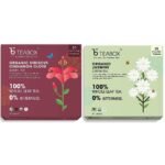 Teabox Organic Hibiscus Cinnamon Clove Green Tea Bags 50 pcs & Teabox Organic Jasmine Green Tea 25 Teabags | Sourced From Madurai | For Calm Mind and Relaxation - Fast Shipping to USA & Canada