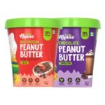 ALPINO High Protein Chocolate Peanut Butter Crisp And Chocolate Peanut Butter Smooth Roasted Peanuts, Chocolate Paste, Brown Sugar & Sea Salt - 30g Protein, Gluten Free ? Plant Based - 1kg,( Pack of 2) - Fast Shipping to USA