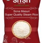 Sri Sri Tattva Sona Masuri Super Quality Steam Rice, 1kg (Pack of 1) - Fast Shipping to USA & Canada