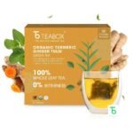 Teabox Organic Turmeric Ginger Tulsi Green Tea 50 Teabags | For Immunity Boosting, Digestion and Sore Throat | 100% Whole Leaf Tea, 0% Bitterness | Silken Pyramid Teabags - Fast Shipping to USA & Canada