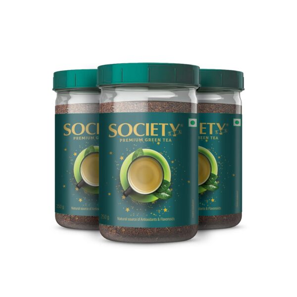 Society Premium Green Tea | Rich In Antioxidants | Refreshing And Energizing | All Natural Flavour | 250Gram Jar | Pack Of 3 - Fast Shipping to USA & Canada
