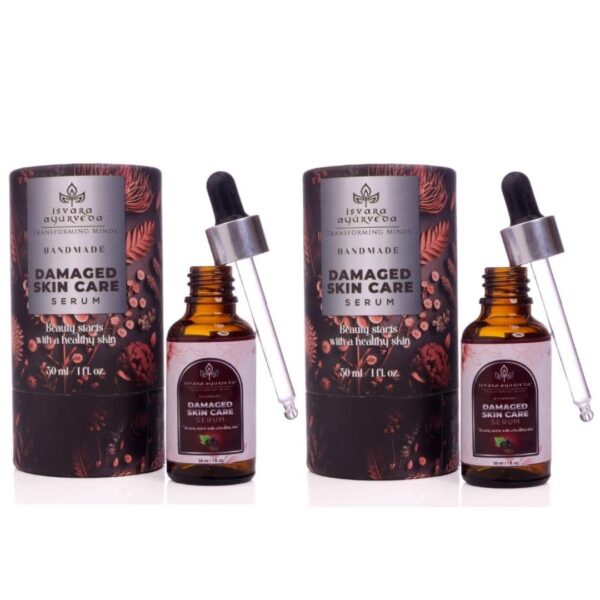 ISVARA AYURVEDA Damaged Skin Care Serum with UV Protection for All Skin Types, Vitamin C & E Serum for Acne & Tanning - 30ml (Pack of 2) - Fast Shipping to USA & Canada
