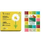 Teabox Chamomile Green Tea for Stress Relief & Good Sleep, 50 Silken Pyramid Tea Bags & Teabox Green Tea Sampler Bags 20pcs (2pcs X 10 flavors) - Fast Shipping to USA & Canada