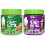 ALPINO Natural Peanut Butter Smooth 400g - Made with 100% Roasted Peanuts - 30g Protein & ALPINO Chocolate Peanut Butter Smooth 400g - Fast Shipping to USA