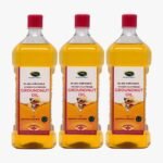 Thanjai Natural's Groundnut Oil Unrefined Wooden Cold Pressed 3000ml Groundnut Oil/Natural Peanut Oil for Cooking - Cholesterol Free + No Preservatives (3 x 1000ml) - Fast Shipping to USA & Canada