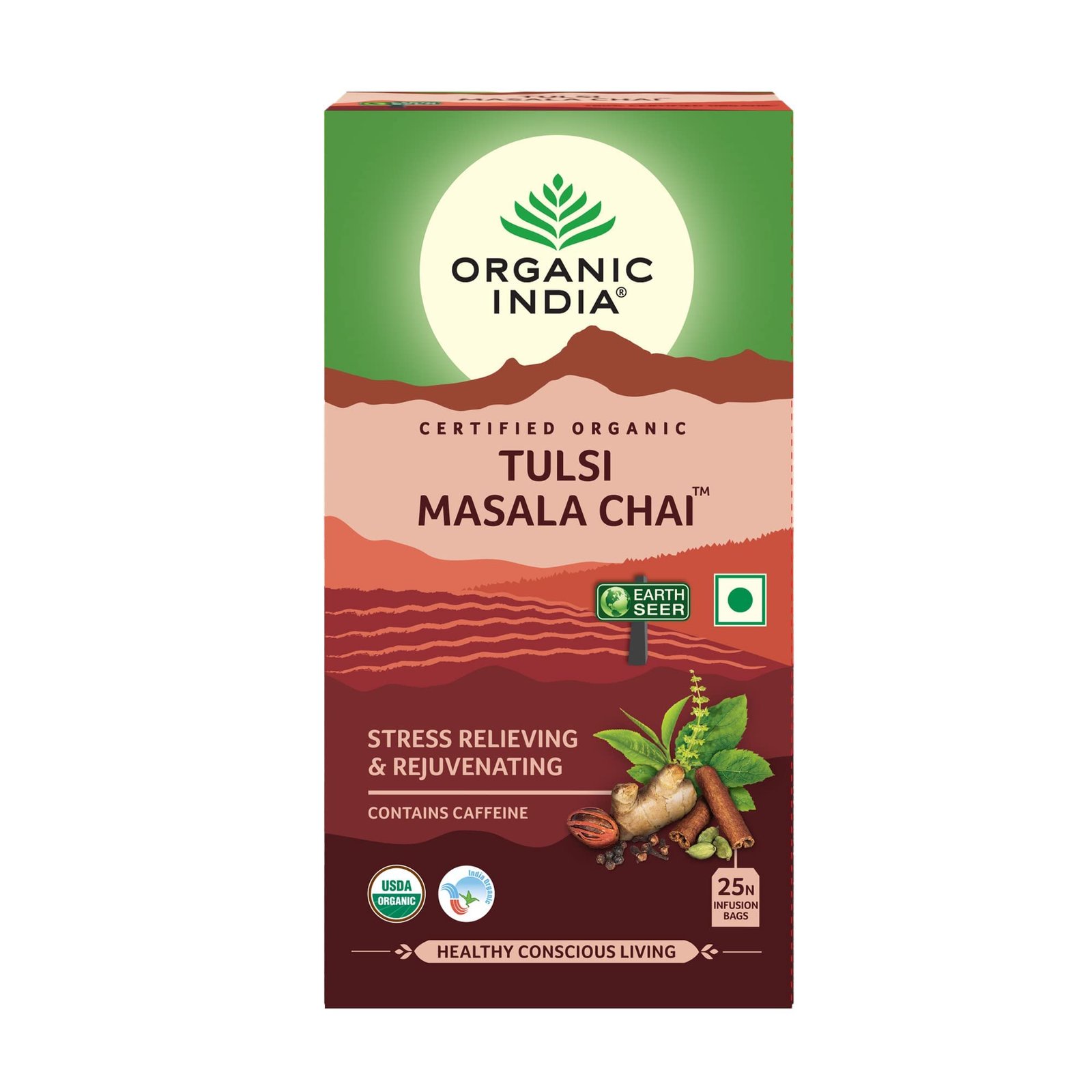 Version 1.0.0 ORGANIC INDIA Tulsi Masala Chai 25 Tea Bags - Fast Shipping to USA & Canada - Image 1
