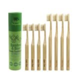 Gaia Guy Natural Bristle Bamboo Toothbrush Family Pack (NO Nylon - Boar Hair ONLY) - Totally Compostable & Biodegradable Boar Bristle and Bamboo Toothbrushes - Zero Waste - 4 Kids and 4 Adults - Fast Shipping to USA & Canada
