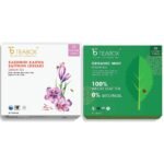 Teabox Fresh Kashmiri Kahwa Saffron (Kesar) Green Tea Bags 25 Pieces & Teabox Organic Green Mint Tea 25 Teabags - Fast Shipping to USA & Canada