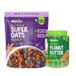 Alpino Pre-Workout High Protein & Fiber Diet Super Combo - High Protein Super Oats Chocolate 1kg, Natural Peanut Butter Crunch 1kg - Fast Shipping to USA