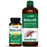 Healthally Ayurvedic Biolive Liver Care Syrup Capsule,Fatty Liver Detox Medicine|Alcoholic Liver Cleanse,Liver Support Supplement|Recover Liver Health Functions - 60 Capsule + 500ML Syrup - Fast Shipping to USA
