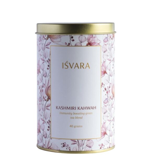 ISVARA Green Tea - Kashmiri Kahwah Mix of Rose, Kashmiri Saffron with Cinnamon & Cardamom, Ultimate immunity booster 40gm - Fast Shipping to USA & Canada