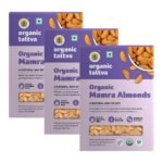 ORGANIC TATTVA Organic Kashmiri Mamra Raw Almonds/Badams 250Gram (Pack Of 3) - Fast Shipping to USA & Canada
