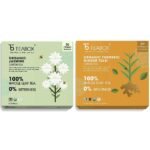 Teabox Organic Jasmine Green Tea 50 Teabags | Sourced From Madurai | For Calm Mind and Relaxation & Teabox Organic Turmeric Ginger Tulsi Green Tea 50 Teabagss - Fast Shipping to USA & Canada