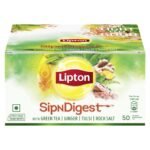Lipton Sipndigest with Green Tea, Ginger, Tulsi & Rock Salt (Spiced Green Tea Bags), 50 Pcs, 90 Grams - Fast Shipping to USA & Canada
