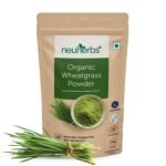 Neuherbs Organic Wheatgrass Powder | Ayurvedic Support For Natural Detox | Immunity Booster | Herbal Supplement | NON-GMO, Vegan, Antioxidant, Superfood | Certified Organic - 100g