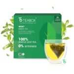 Teabox Green Mint Tea 25 Teabags | Exotic Blend of Premium Green Tea and Real Peppermint Leaves | Boosts Immunity | Silken Pyramid Teabags - Fast Shipping to USA & Canada