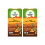 Organic India Tulsi Ginger Turmeric Tea - 25 Infusion Bags - (Pack of 2) - Fast Shipping to USA & Canada