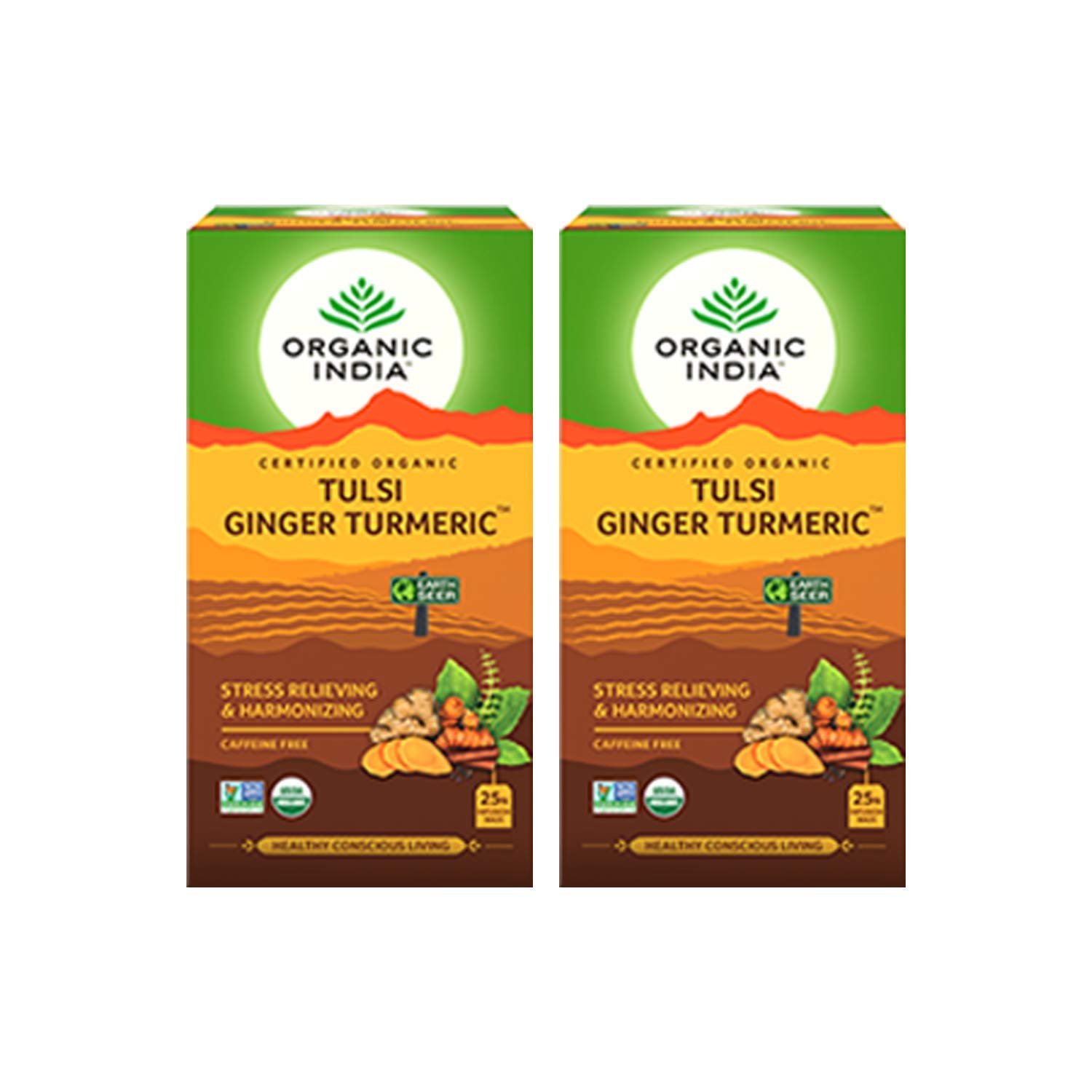Version 1.0.0 Organic India Tulsi Ginger Turmeric Tea - 25 Infusion Bags - (Pack of 2) - Fast Shipping to USA & Canada - Image 1