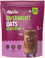 ALPINO High Protein Super Overnight Oats Dark Chocolate 1KG - 21g Protein, Added Nuts & Seeds, Instant Rolled Oats - As Seen on Shark Tank India - Fast Shipping to USA & Canada