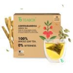 Teabox Ashwagandha Green Tea 25 Teabags | Ayurvedic Blend of Premium Green Tea and Natural Ashwagandha | Boosts Immunity and Improves Memory | Silken Pyramid Teabags - Fast Shipping to USA & Canada