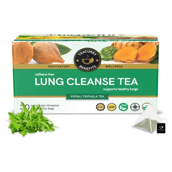 TEACURRY Lungs Cleanse Tea Box - (30 Tea Bags, 1 month Pack) - Lung Detox Tea | Helps Quit Smoking And Clean Lungs | Herbal Lung Wellness Tea - Fast Shipping to USA & Canada