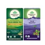 ORGANIC INDIA Tulsi Green Tea Lemon Ginger + Tulsi Mulethi - 25 Tea Bags - Fast Shipping to USA & Canada