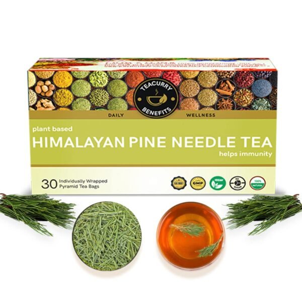 TEACURRY Himalayan Pine Green Tea(1 Month Pack|30 Tea Bags)-Helps With Hair, Skin, Eyes, Varicose & Obesity|Himalayan Pine Needle Tea,100 Grams - Fast Shipping to USA & Canada