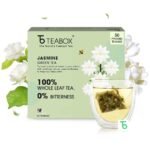 Teabox Jasmine Green Tea 50 Teabags | Sourced From Madurai | For Calm Mind and Relaxation | Made with 100% Whole Leaf, Natural Jasmine Flowers & Natural Flavors - Fast Shipping to USA & Canada