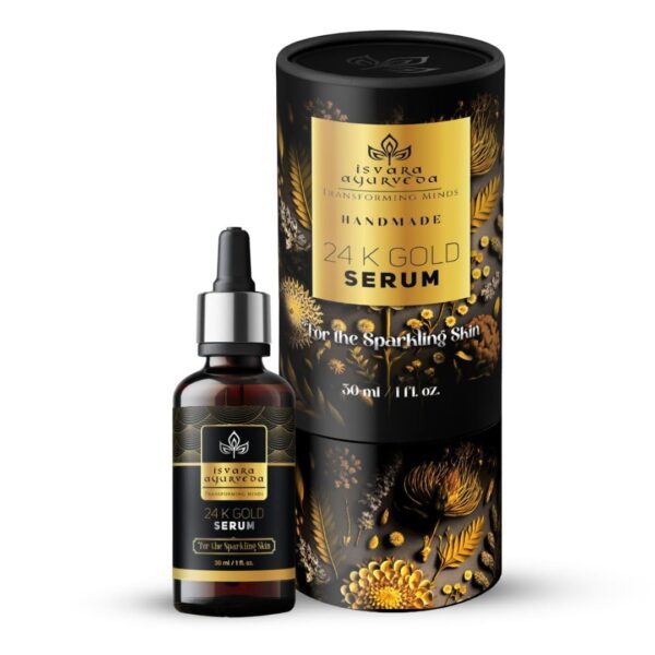 ISVARA AYURVEDA 24K Gold Serum - Instant Sparkling Glow for All Skin Types - 30ml - Fast Shipping to USA & Canada