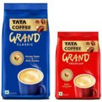 Tata Coffee Grand Classic Instant Coffee| With Flavour Locked Decoction Crystals | 200g Pouch & Tata Coffee Grand Premium Instant Coffee| 100g Pouch - Fast Shipping to USA & Canada