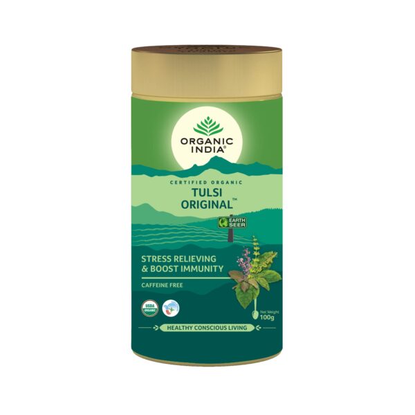 ORGANIC INDIA Tulsi Original Tea 100 GM Tin (Pack of 2) - Fast Shipping to USA & Canada