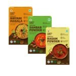Organic Tattva, South-Indian Masala Combo (Sambhar Powder, Rasam and Biryani Masala) - 300 Gram | Rich in Flavors, Dry Roasted and Prepared from Whole Spices | - Fast Shipping to USA & Canada