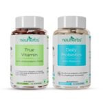 Neuherbs Daily Gut and Nutrition Combo- (Daily Probiotics with Prebiotic 60 Caps + True vitamin (Multivitamin) 60 Tab)- 60 Pack of Each - Fast Shipping to USA