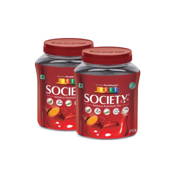 Society Tea Masala Chai | 250 g Jar | Pack of 2 | Made with Cardamom Ginger Cloves Black Pepper and Lemongrass | Classic Masala Tea - Fast Shipping to USA & Canada