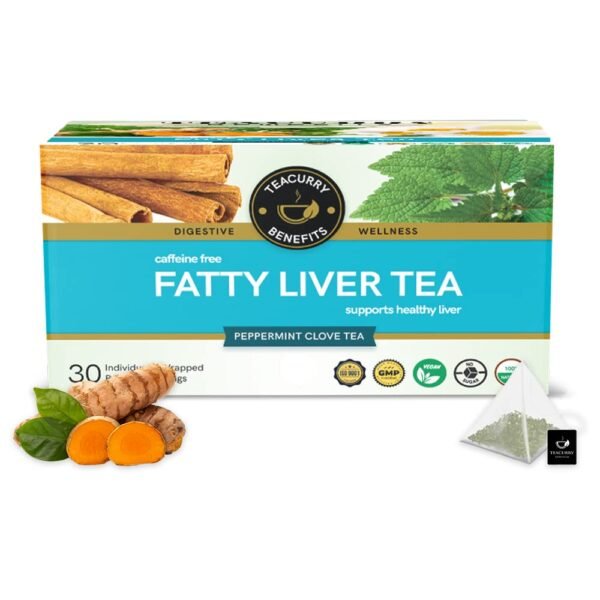 TEACURRY Fatty Liver Ginger Tea (30 Tea Bags, 1 Month Pack)-Helps With Fatty Liver Wellness, 60 Gms - Fast Shipping to USA & Canada