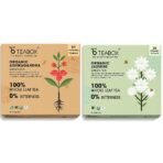 Teabox Organic Ashwagandha Green Tea 50 Teabags & Teabox Organic Jasmine Green Tea 25 Teabags | Sourced From Madurai | For Calm Mind and Relaxation - Fast Shipping to USA & Canada