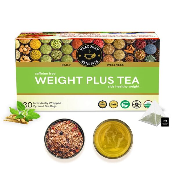 TEACURRY Weight Gain Tea 30 Tea Bags (1 Month Pack) Helps in Plus Mass - Men & Women | Green Tea for Weight Gain | increase Weight
