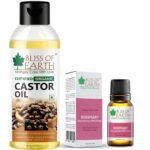 Bliss of Earth Organic Castor Oil & Rosemary Essential Oil Combo for Hair Growth - Fast Shipping to USA & Canada