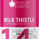 Bliss of Earth Milk Thistle Capsules, Liver Support Supplement, 60 Count, 500mg Pure Extract Per Serving, Organic, Non-GMO, 500mg, Vegan-Friendly - Fast Shipping to USA