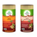 Organic India Tulsi Ginger 100 GM Tin & Tulsi Masala Tea 100 GM Tin - Fast Shipping to USA & Canada