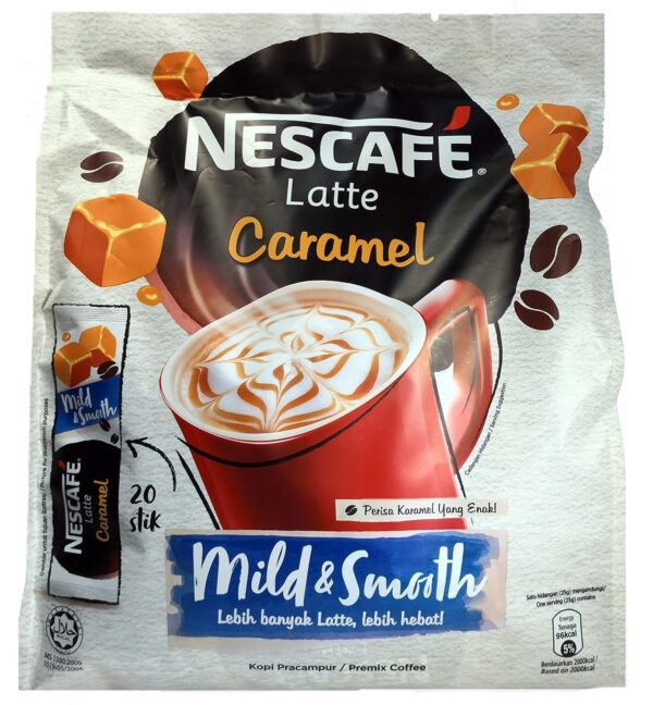 Nescafe 3 In 1 Caramel Latte Is A Premix Instant Coffee Mix That Combines Coffee, Creamer, And Sugar In A Single Serve 25Gram X 5 Sachet Medium Roast - Powder - Fast Shipping to USA & Canada