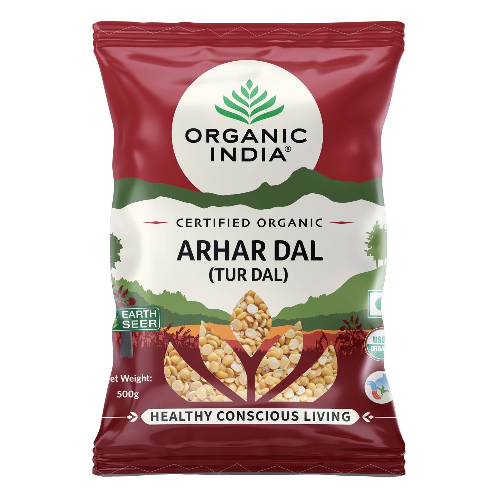 Version 1.0.0 ORGANIC INDIA Organic Arhar Dal (Tur Dal) 500g (Pack of 1) - Fast Shipping to USA & Canada - Image 1